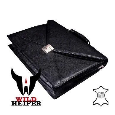 Herrentasche aus schwarzem Leder mit Schloss