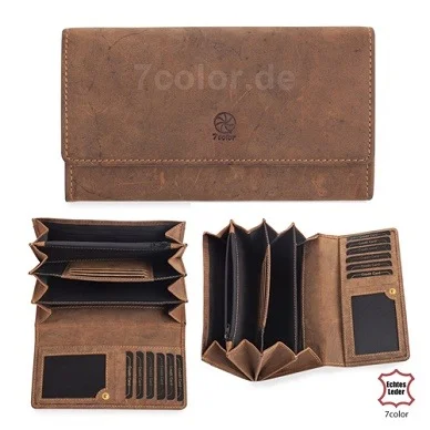 Braune Leder-Geldbörsen im Used-Look mit Logo-Prägung und Kartenfächern
